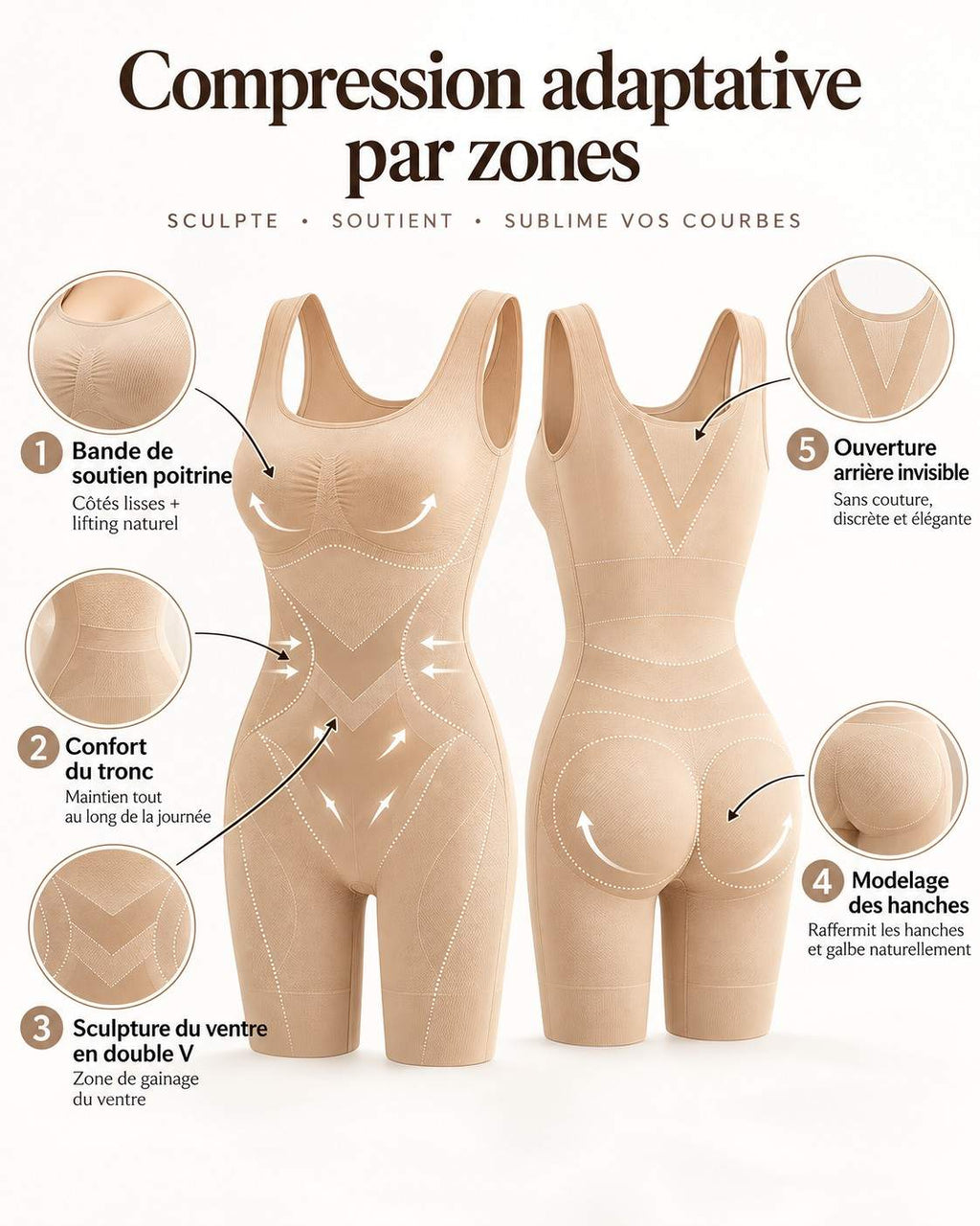 Body Gainant Femme Sculptant – Ventre Plat, Fessier Galbé & Ouverture Arrière Pratique