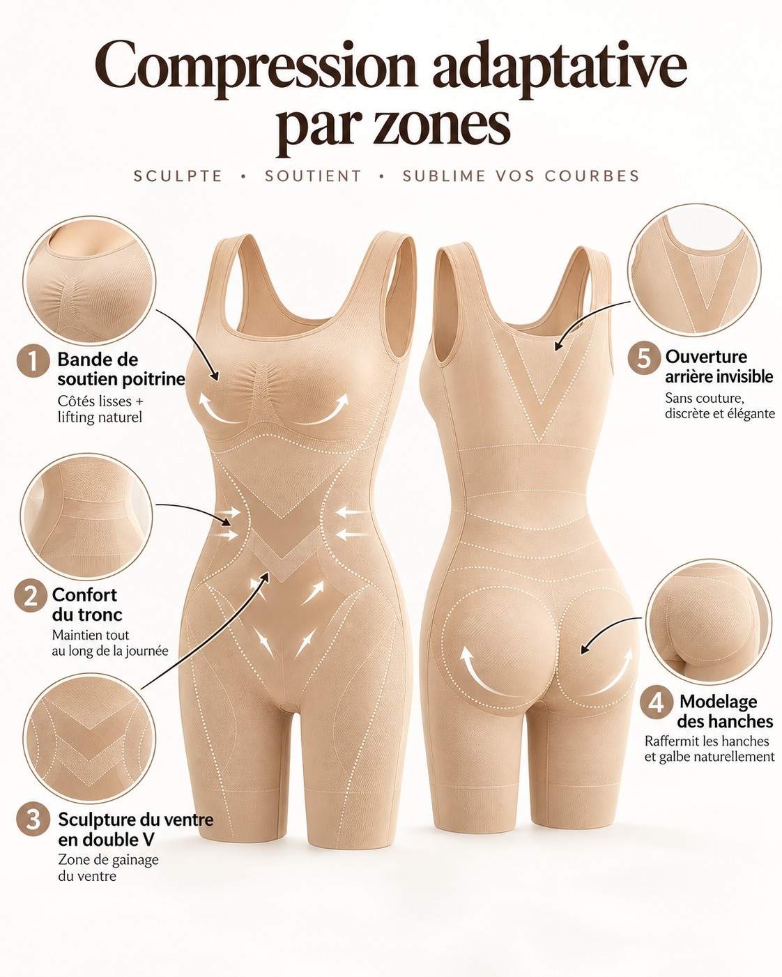 Body Gainant Femme Sculptant – Ventre Plat, Fessier Galbé & Ouverture Arrière Pratique