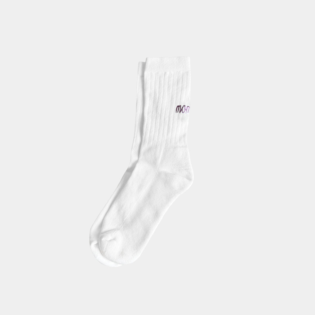 Mom Embroidered Midweight Crew Pacers - 97% Organic Cotton