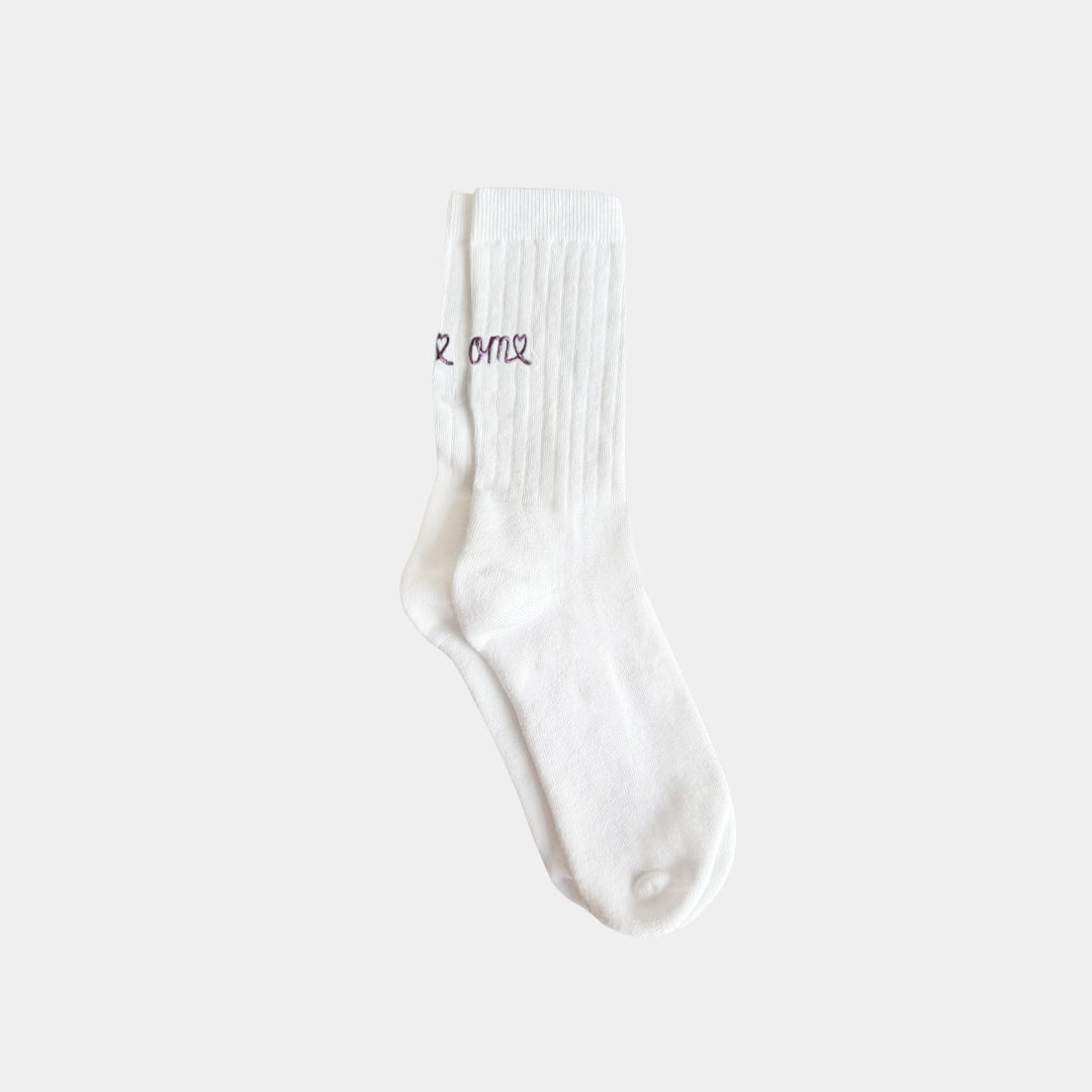 Mom Embroidered Midweight Crew Pacers - 97% Organic Cotton
