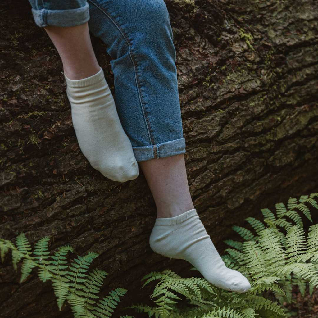 Natural (no dye) Lightweight Adult Ankle Socks - 98% Organic Cotton
