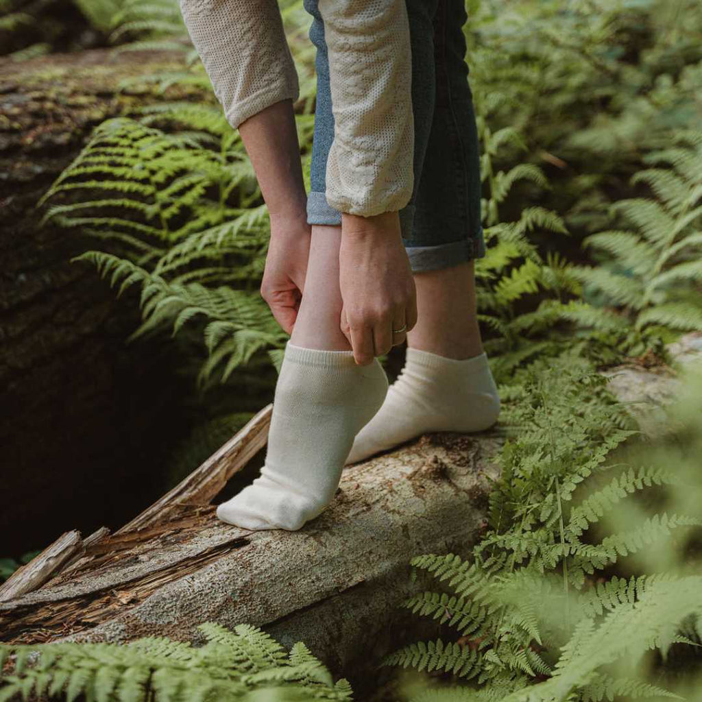 Natural (no dye) Lightweight Adult Ankle Socks - 98% Organic Cotton