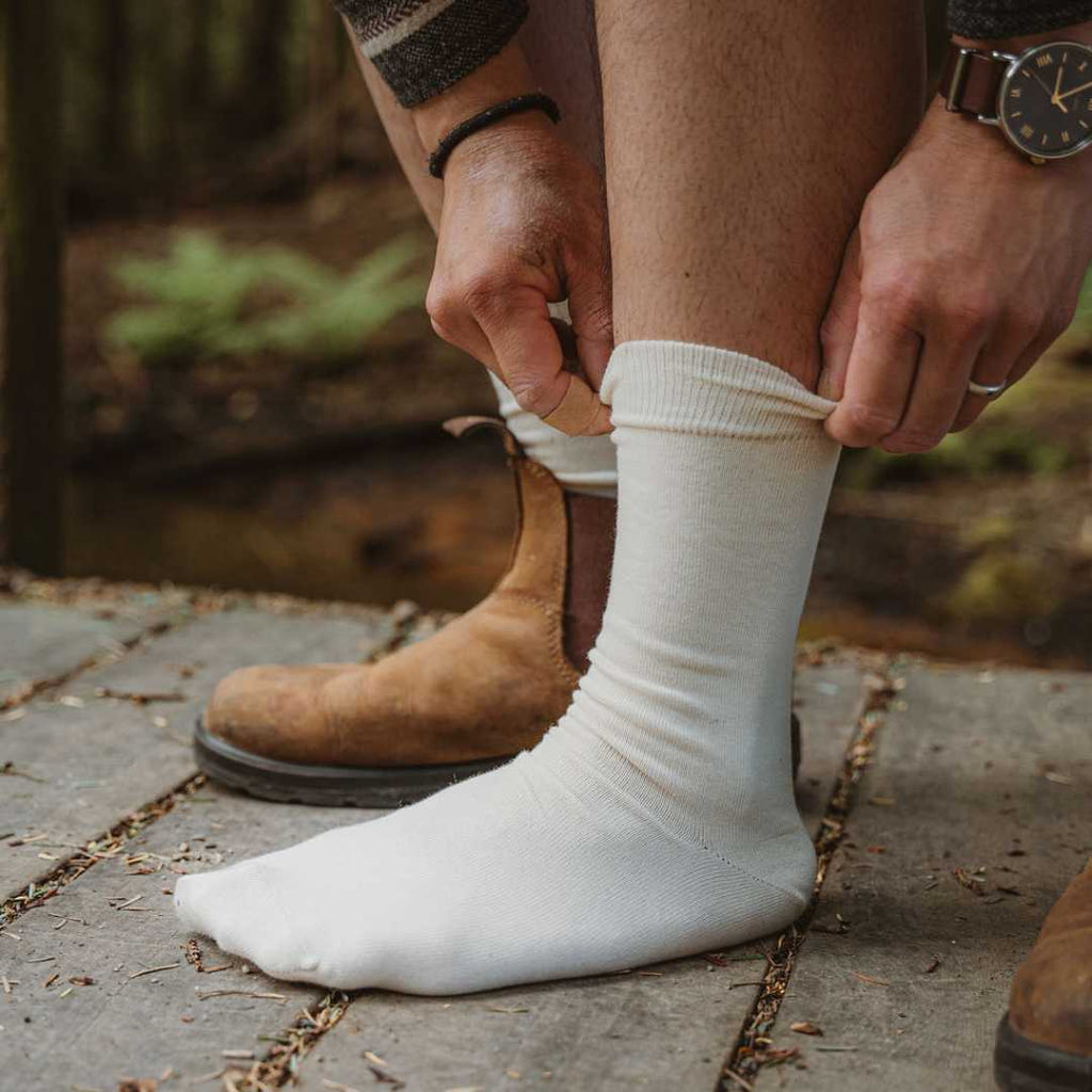 Natural (no dye) Adult Trouser Socks - 98% Organic Cotton