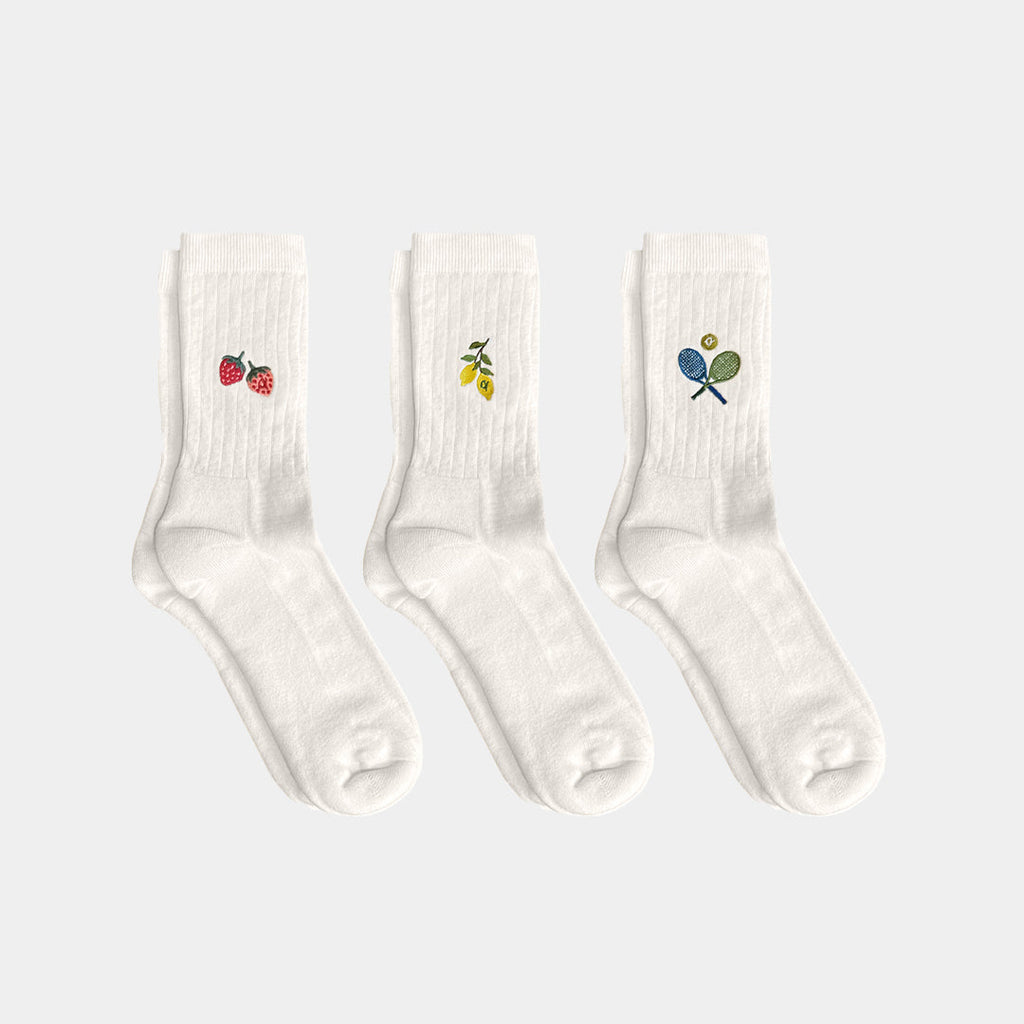 Embroidered Midweight Crew Pacers - 97% Organic Cotton