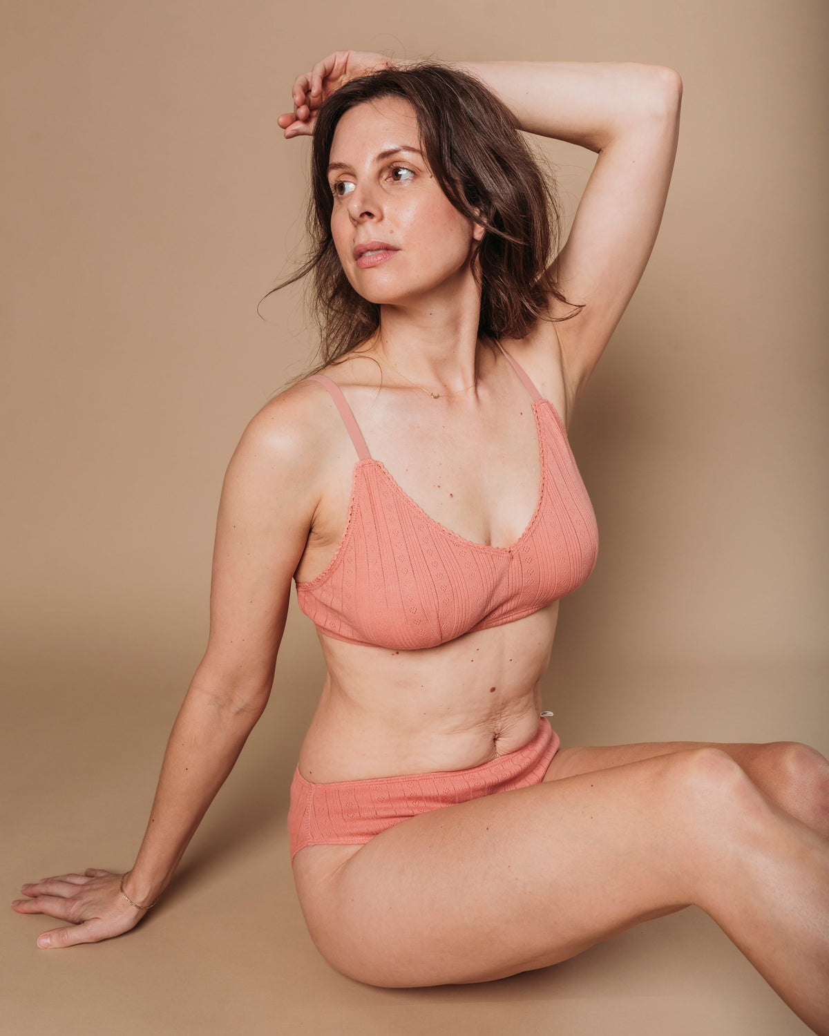 Women's Pointelle French Cut Bikini - Natural, Plant Dyes 100% Organic Cotton (2 pack)